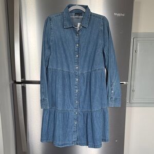 GAP Women’s Tiered Denim Button-Up Dress NWT